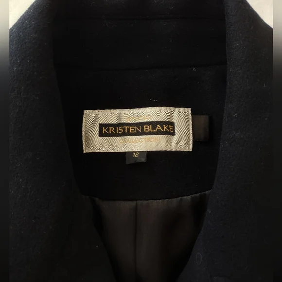Kristen Blake Lambs Wool Cashmere Maxi Black Coat- Size 12 - Picture 4 of 11